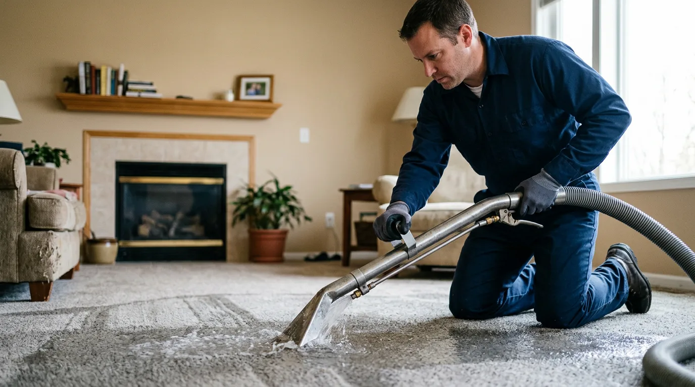 Water damage restoration technician working near Montgomery Center, VT